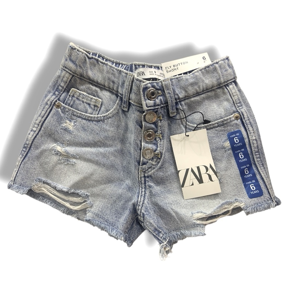 Zara Girls Fly Button Denim Shorts
